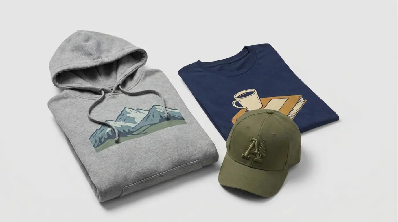Custom hoodie, T-shirt, and cap