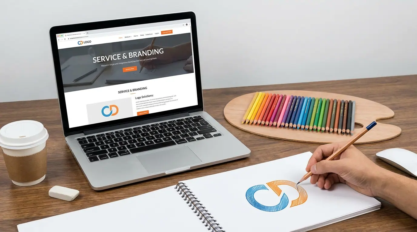 Logo and branding design workspace