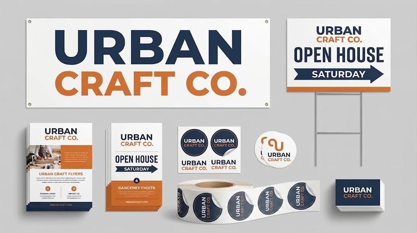 Printed flyers, signs, cards, and marketing materials